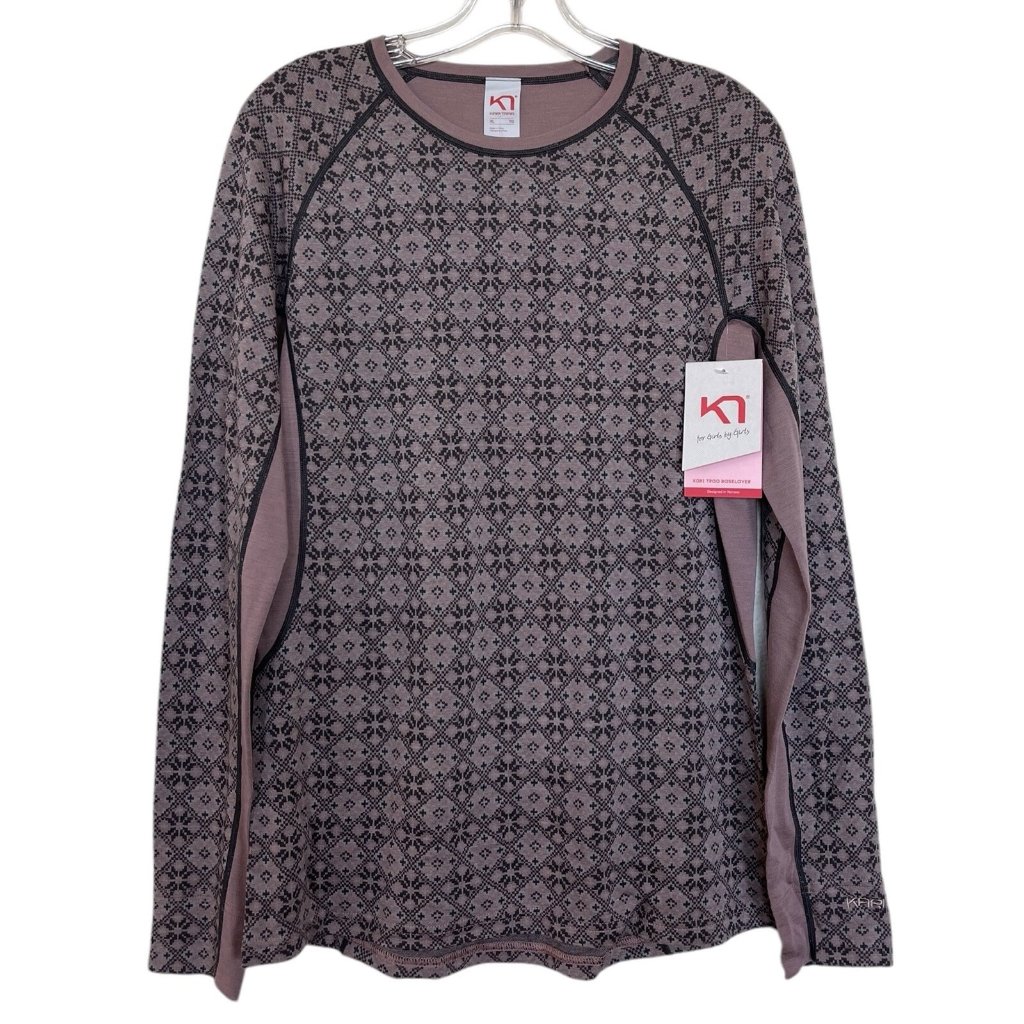 Kari Traa Mauve And Black Patterned Thermal Sweater